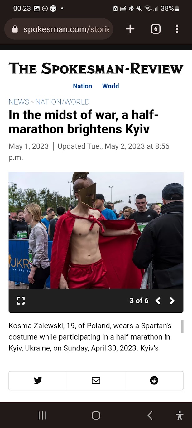 Artykuł Spokesman-Review o półmaratonie w Kijowie